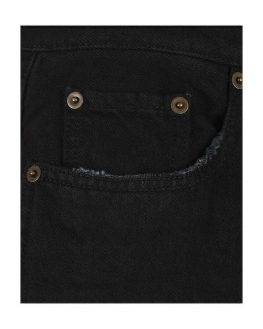 Saint Laurent Black Buttoned Straight Leg Jeans for men