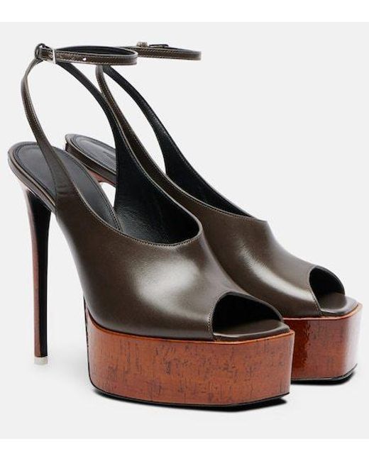 The Attico Metallic Ornella Leather Platform Slingback Sandals