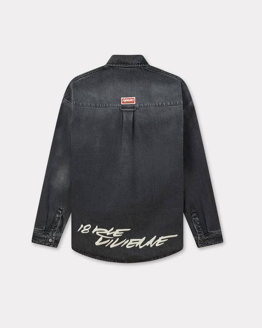 KENZO Blue Logo Embroidered Denim Shirt