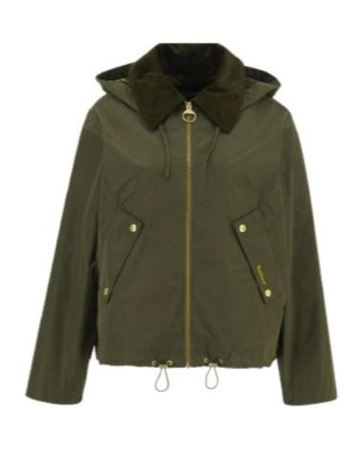 Barbour Green Weaver Cropped Hooded Jacket