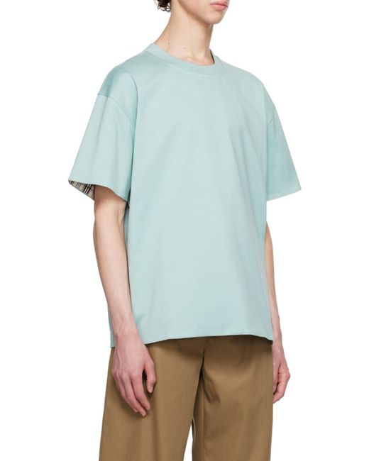Bottega Veneta Blue Double Layer Checked T-Shirt for men