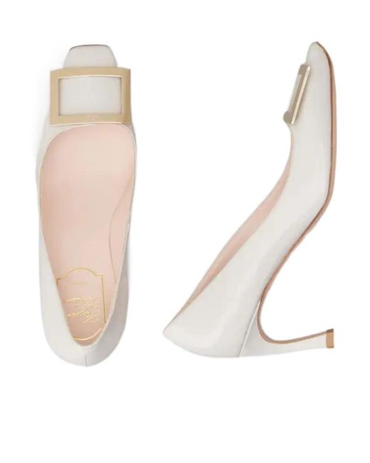Roger Vivier White Trompette Buckle Pumps