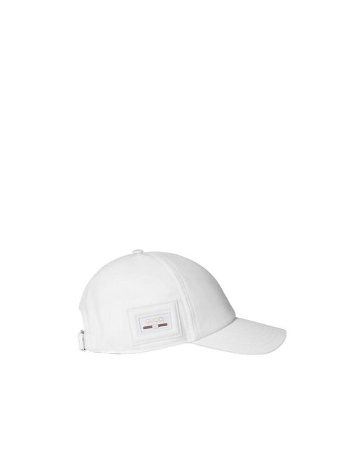 Gucci White Cotton Canvas Baseball Hat for men