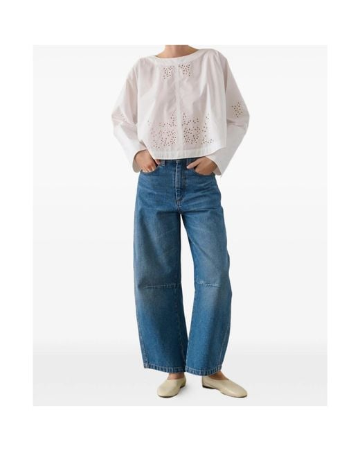Soeur White Embroidered Long Sleeve Blouse