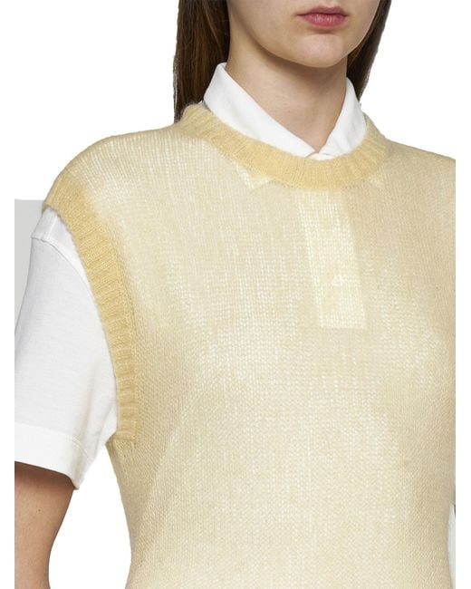 Brunello Cucinelli Natural Crewneck Knitted Sleeveless Top