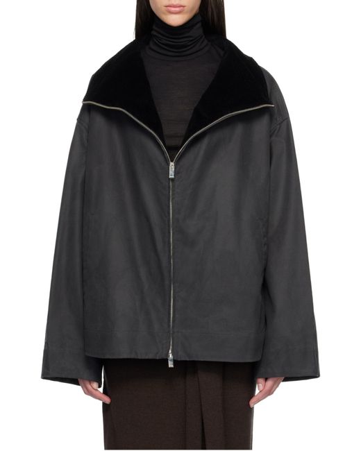 Totême  Black Totême Long Sleeved Corduroy-Collar Jacket