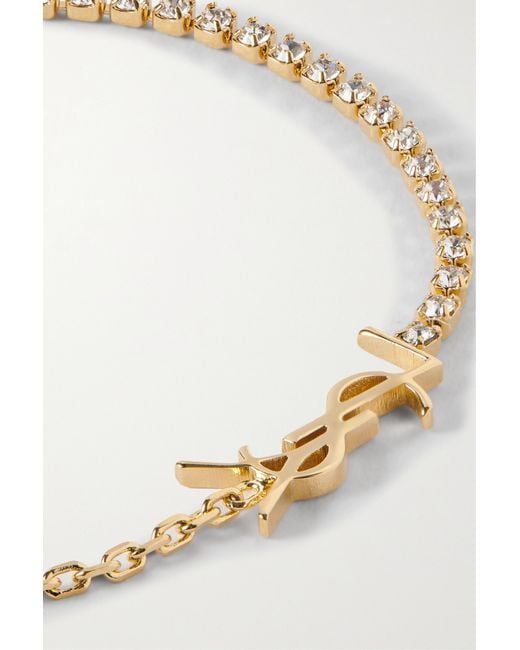 Saint Laurent Metallic Cassandre Charm Bracelet