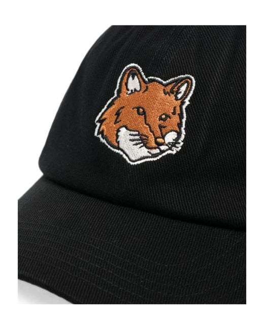 Maison Kitsuné Black Embroidered Hat for men