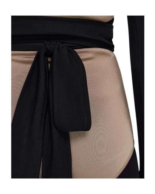 Ferragamo Black Ferragamo Wrap Front Long Sleeve Top