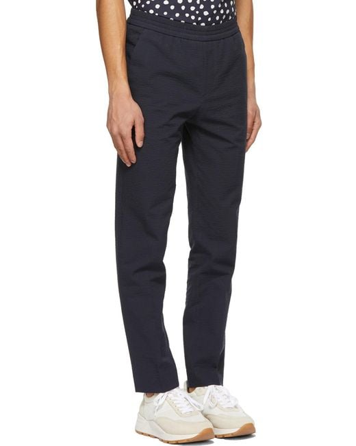 Harmony Blue Elasticated Waistband Slim-Fit Trousers for men