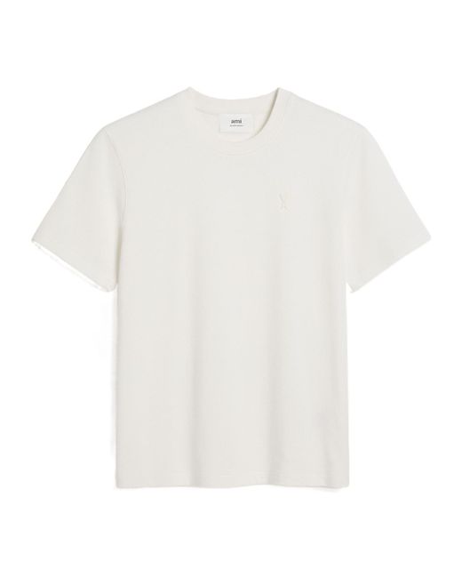AMI White Logo Embossed Crewneck T-Shirt for men