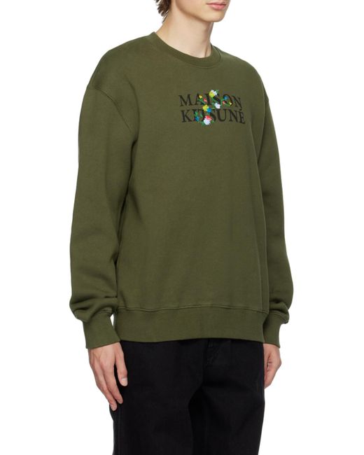 Maison Kitsuné Green Maison Kitsuné Logo Printed Crewneck Sweatshirt for men