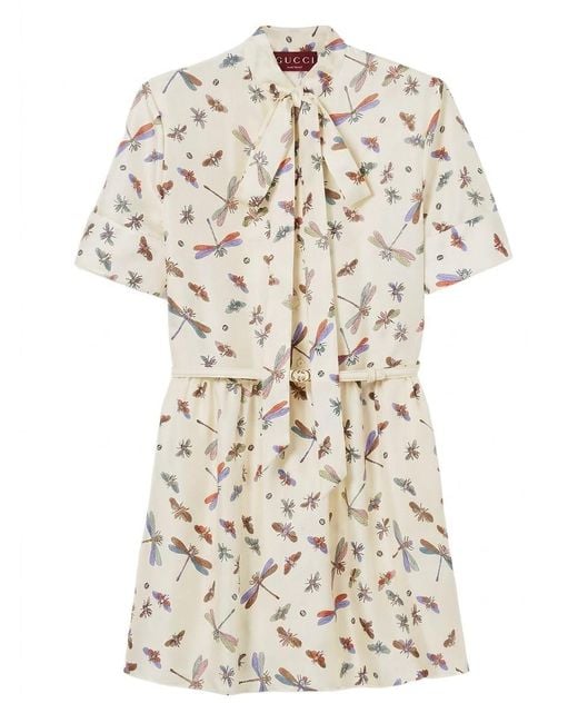 Gucci White Printed Mini Dress