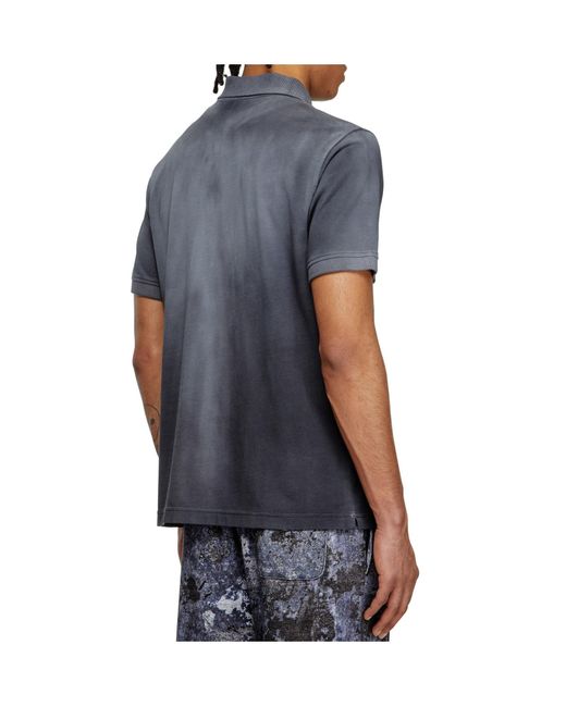 DIESEL Blue T-Rejust-R3 Logo Embroidery Jersey Polo Shirt for men