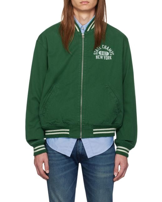 Polo Ralph Lauren Green Varsity Cotton Bomber Jacket for men