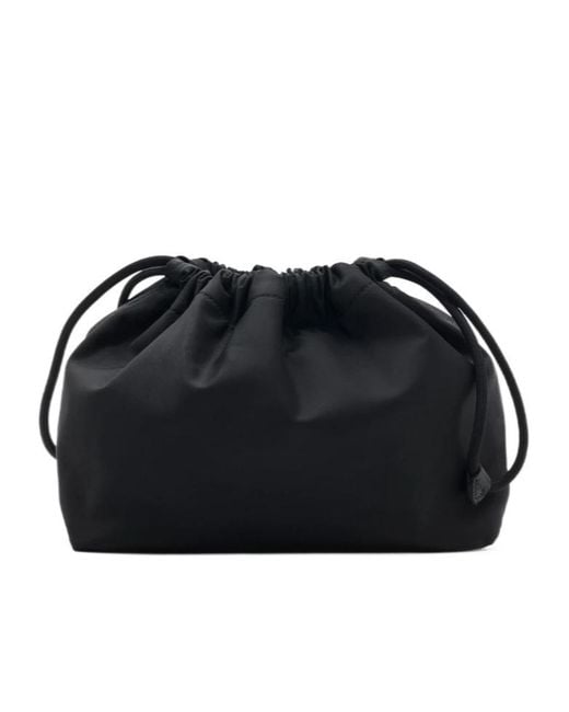 Burberry Black Logo Plaque Drawstring Pouch
