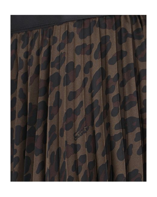 Sacai Black Leopard Print Skirt