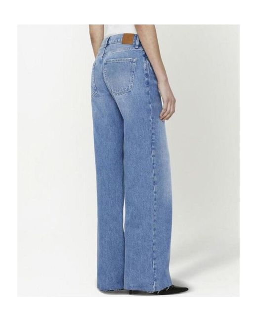 Anine Bing Blue Hugh Logo Patch Jeans