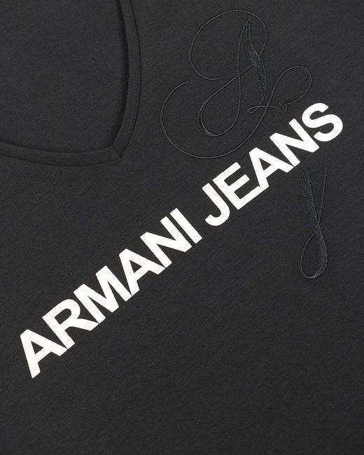 Armani Jeans Black V-Neck Logo T-Shirt
