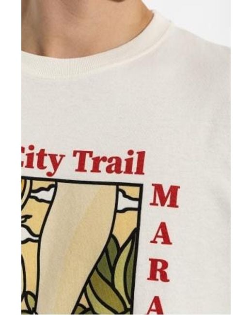 Golden Goose Deluxe Brand White Marathon Print T-Shirt for men