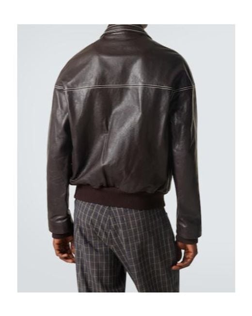 Wales Bonner Black Time Leather Jacket for men