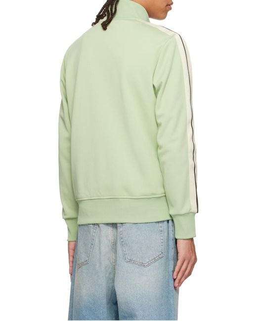 Palm Angels Green Logo Embroidered Track Jacket for men
