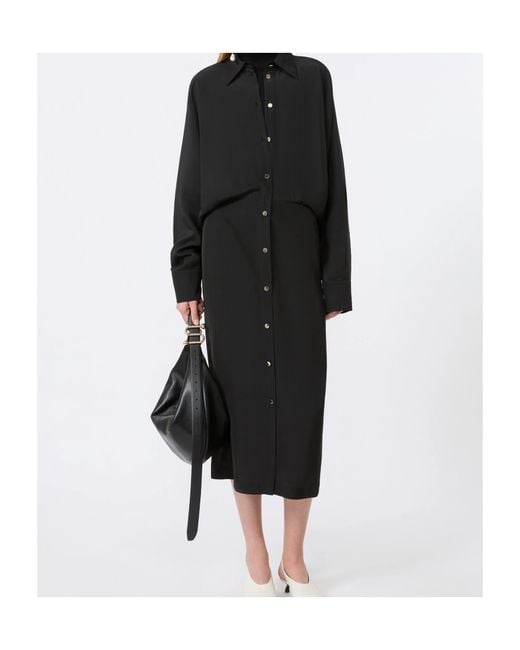 Sportmax Black Oversized Viscose Shirt Dress