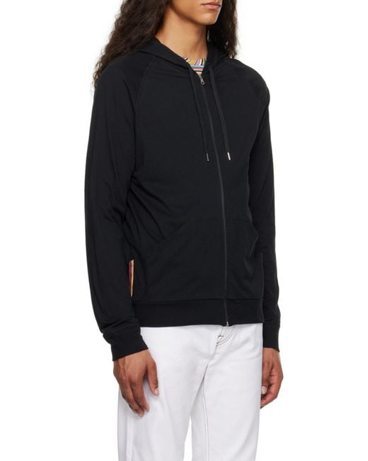 Paul Smith Black Jersey Zip Lounge Hoodie for men
