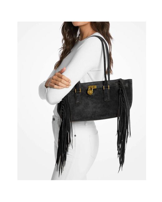 Michael Kors Black Small Hamilton Moderne Fringe-Detail Tote Bag for men