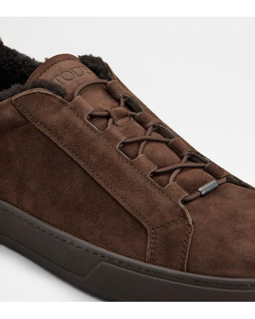 Tod's Brown Suede Sneakers for men