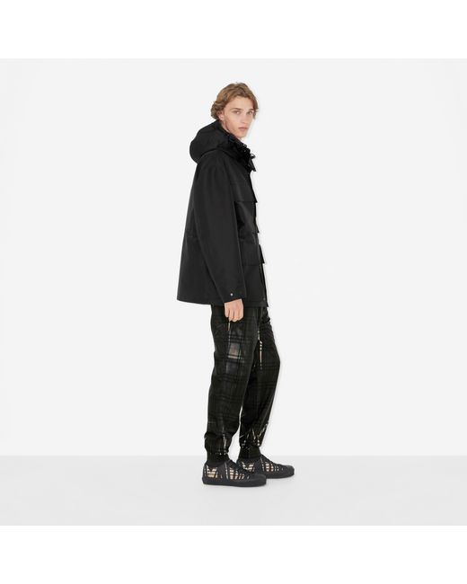 Burberry Black Patch-Pocket Hooded Parka Coat for men
