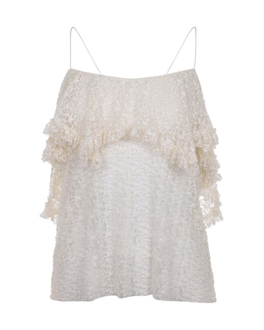 Philosophy Di Lorenzo Serafini White Lace Top With Ruffles