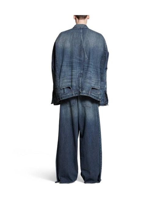Balenciaga Blue Deconstructed Denim Jacket for men