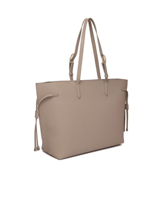 Furla Gray Logo Lettering Drawstring Shoulder Bag