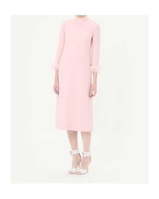 Valentino Pink Crepe Couture Dress With Feathers