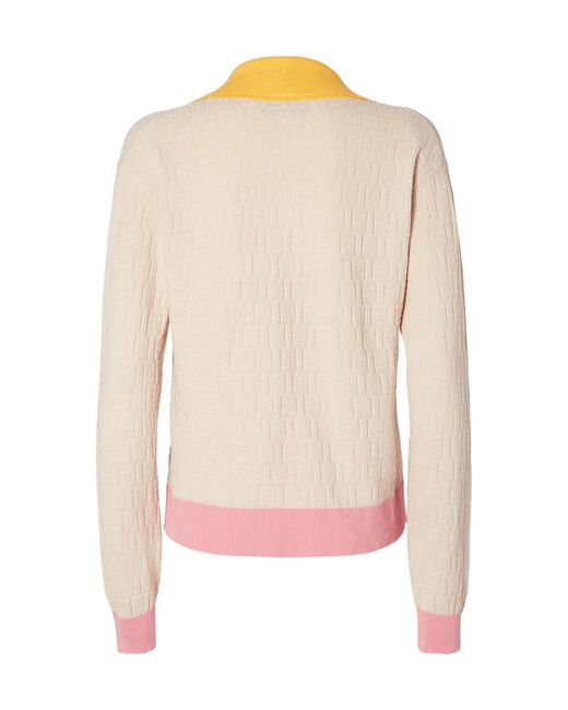 Fendi Natural Logo Detailed V-Neck Jumper