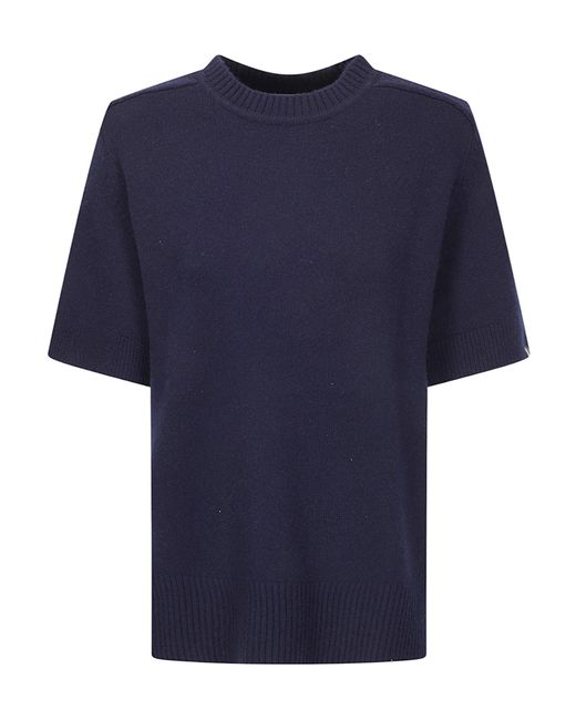 Extreme Cashmere Blue Scott Short-Sleeve Knitted Top