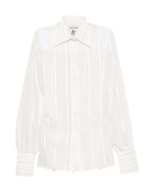Semicouture White Striped Long-Sleeve Shirt