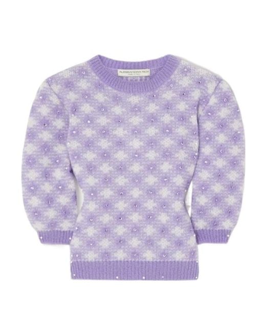 Alessandra Rich Purple Round Neck Sweater