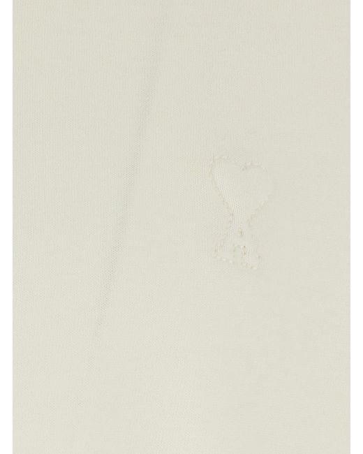 AMI White Logo Detailed Crewneck T-Shirt for men