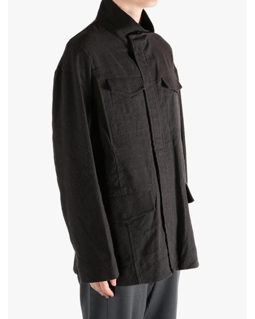 Omar Afridi Black High-Neck Multi-Pocket Jacket for men