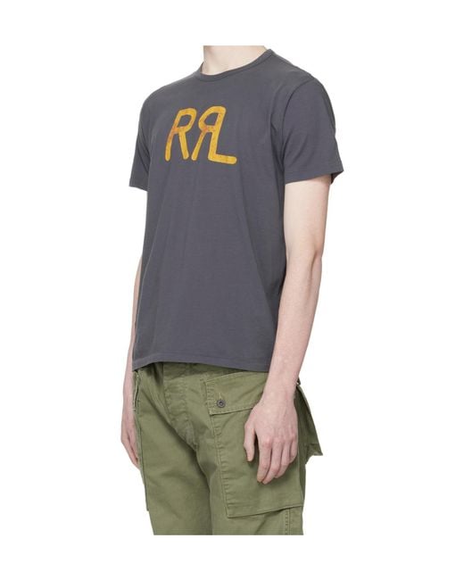 RRL Blue Logo Print T-Shirt for men