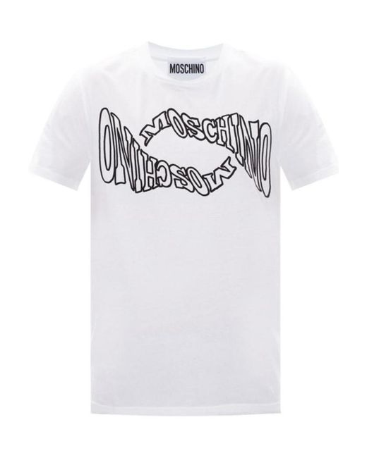 Moschino White Double-Logo Graphic T-Shirt for men