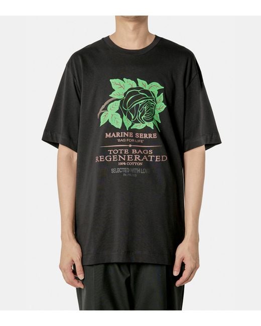 MARINE SERRE Black Graphic-Print Organic Cotton T-Shirt for men