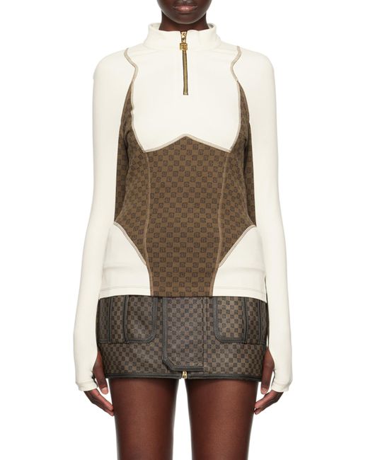 Balmain White Mini Monogram Technical Top
