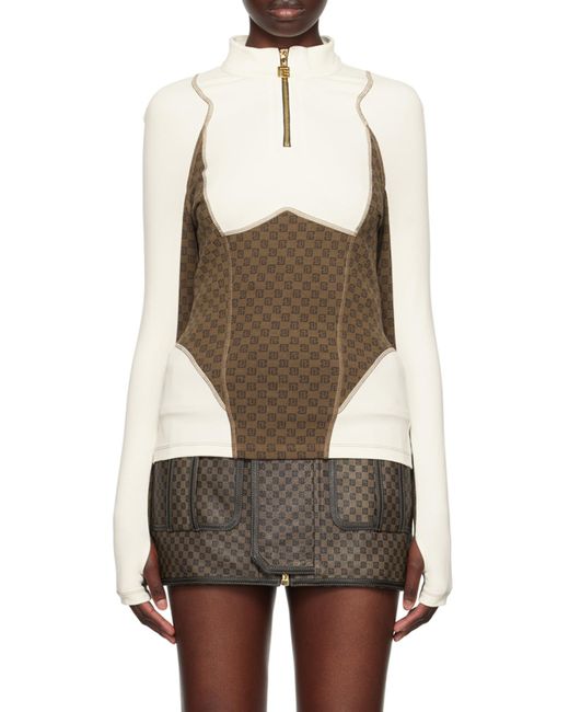 Balmain White Mini Monogram Technical Top