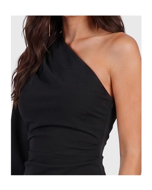 FEDERICA TOSI Black One-Shoulder Cady Longuette Dress