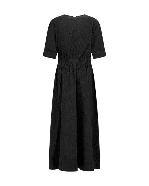 Herno Black V-Neck Midi Dress