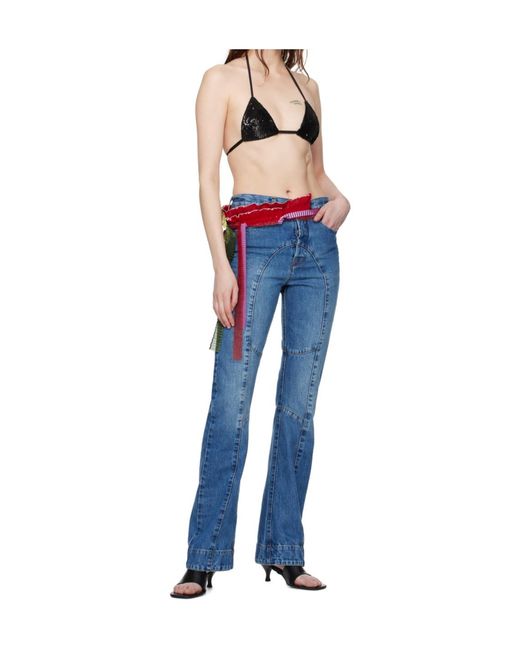 Edward Cuming Blue Patchwork Denim Pants for men