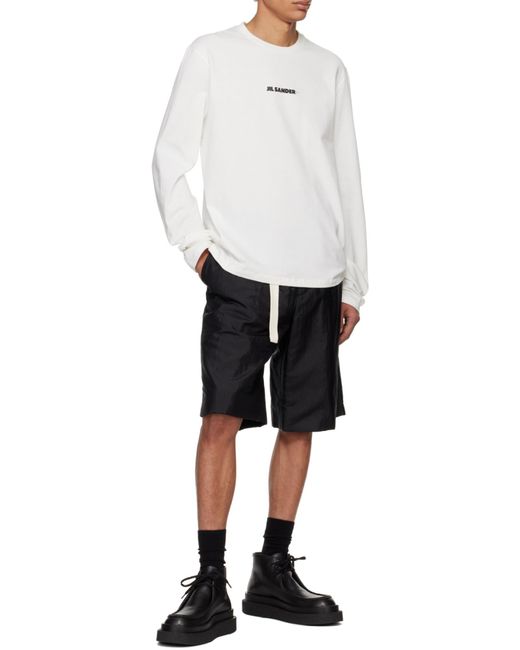 Jil Sander White Logo Printed Long-Sleeved T-Shirt for men